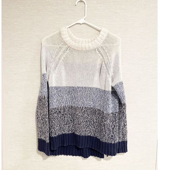 Aerie knit color block blue oversized sweater size medium - Picture 1 of 3